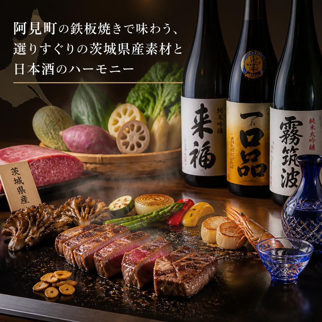 阿見町の鉄板焼きで味わう、選りすぐりの茨城県産素材と日本酒のハーモニー