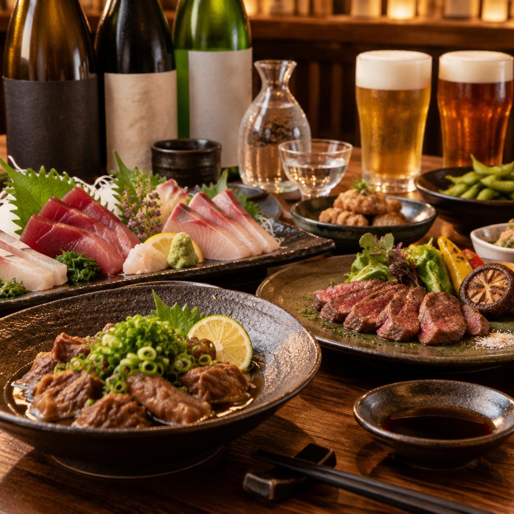 地酒とおつまみで、乾杯から会話が弾む